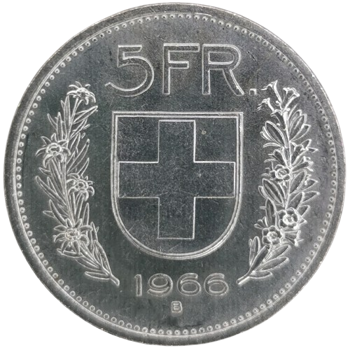 5 Francs 1966 Švajčiarsko