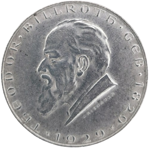 2 Schilling 1929 Rakúsko, Theodor Billroth