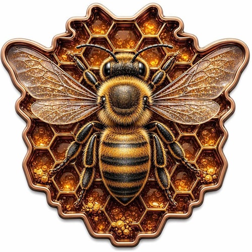 Medaila farbená , ADVP OUNCE 999/1000 Cu, Honey Queen Shaped