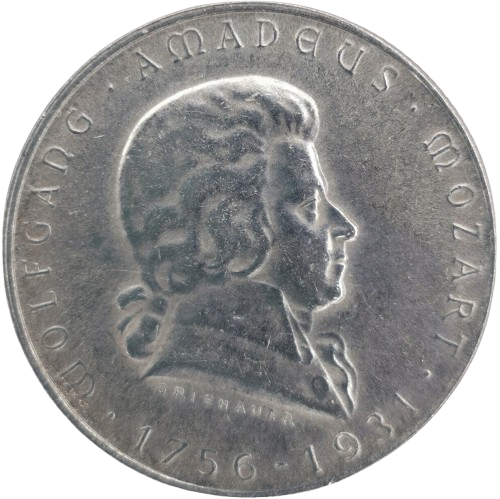 2 Schilling 1931 Rakúsko, Wolfgang Amadeus Mozart