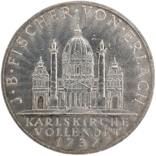 2 Schilling 1937 Rakúsko, St. Karl Church