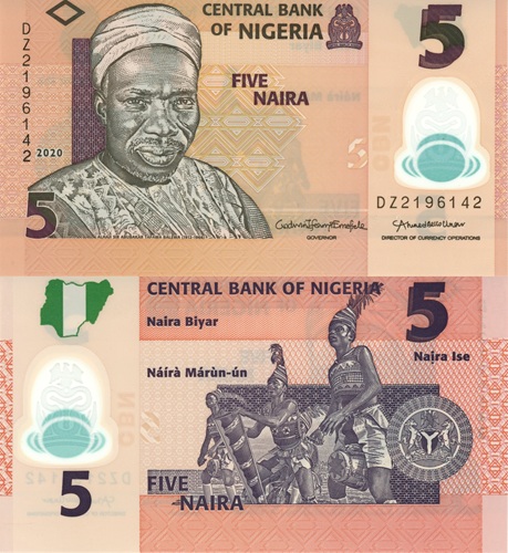 5 Naira 2020 Nigéria UNC séria DZ