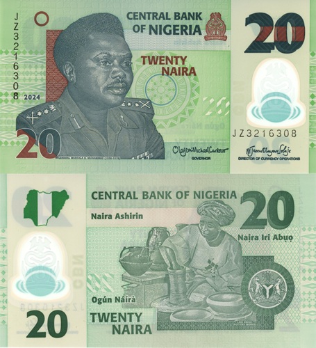 20 Naira 2024 Nigéria UNC séria JZ