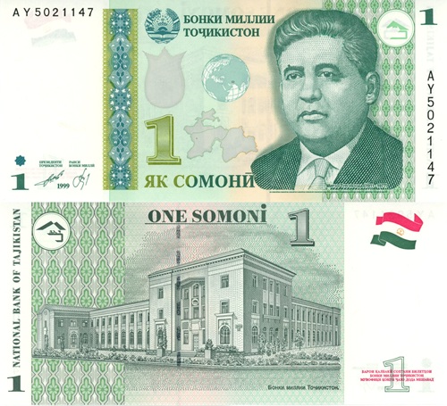 1 Somoni 1999 Tadžikistan UNC séria AY
