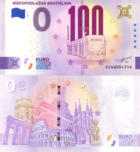 0 euro suvenír 2026/2 Slovensko UNC, Nízkopodlažná Bratislava (zlatý hologram)