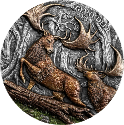 25 Dollars 2026 Libéria BU farbená Ultra High Relief 2 Oz Ag, Megafauna -  Giant Deer