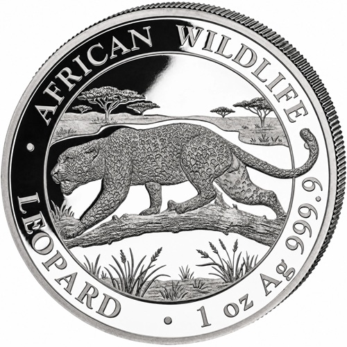 100 Shillings 2026 Somálsko BU 1 Oz Ag, Leopard