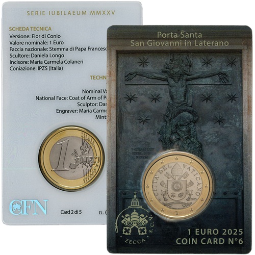 1 euro 2025 Vatikán BU karta č.6 - Holy Door St. John in Lateran
