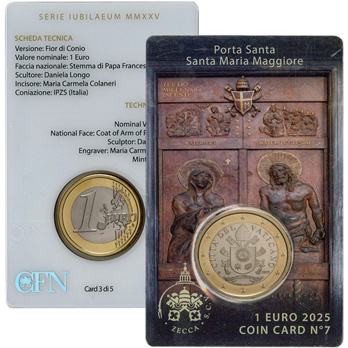 1 euro 2025 Vatikán BU karta č.7 - Holy Door Saint Mary Major
