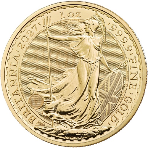 100 Pounds 2027 Anglicko BU 1 Oz Au, Britannia - 40th Anniversary