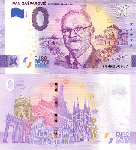 0 euro suvenír 2026/3 Slovensko UNC, Ivan Gašparovič (ND)