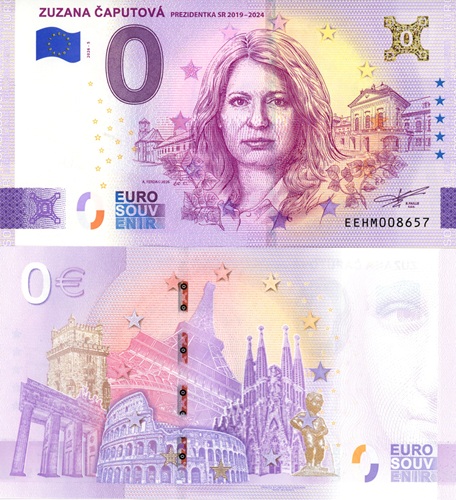 0 euro suvenír 2026/5 Slovensko UNC, Zuzana Čaputová (zlatý hologram)
