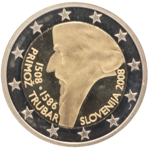 2 euro 2008 Slovinsko cc.PROOF Primož Trubar