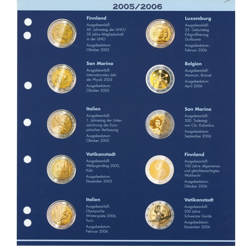 Doplňujúce listy pre 2 euro album NUMIS 2006/2007 (EUALB2EUN07)