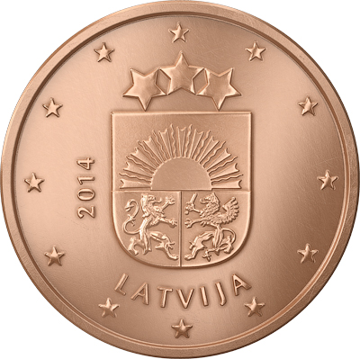 2 cent 2014 Lotyšsko ob.UNC