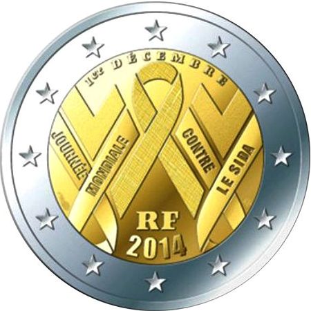 2 euro 2014 Francúzsko cc.UNC AIDS