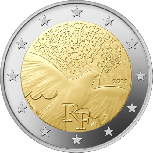2 euro 2015  Francúzsko cc.UNC, budovania európskeho mieru