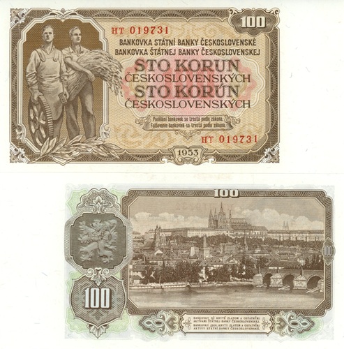 100 Korún 1953 Československo UNC séria HT