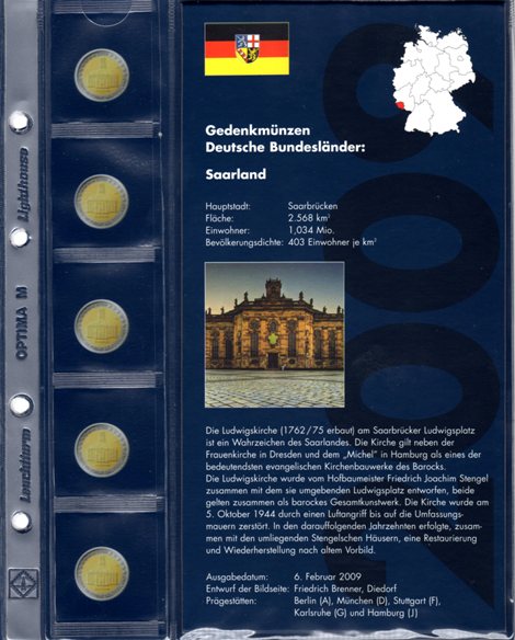 List OPTIMA na 5x 2 euro Nemecko 2009 (OPTIMAMD09S)
