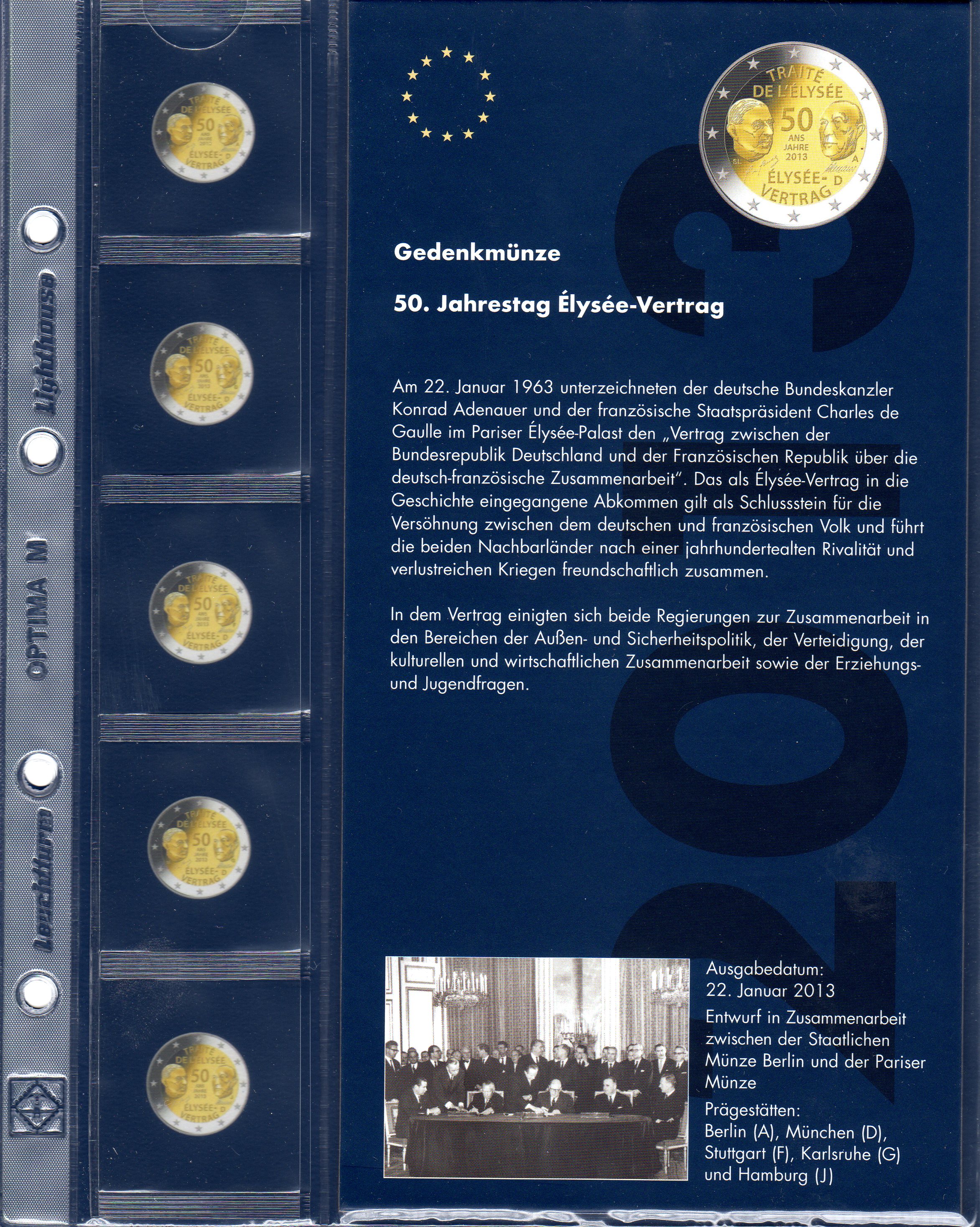 List OPTIMA na 5x 2 euro Nemecko 2013 Élysée (OPTIMAMD13E)