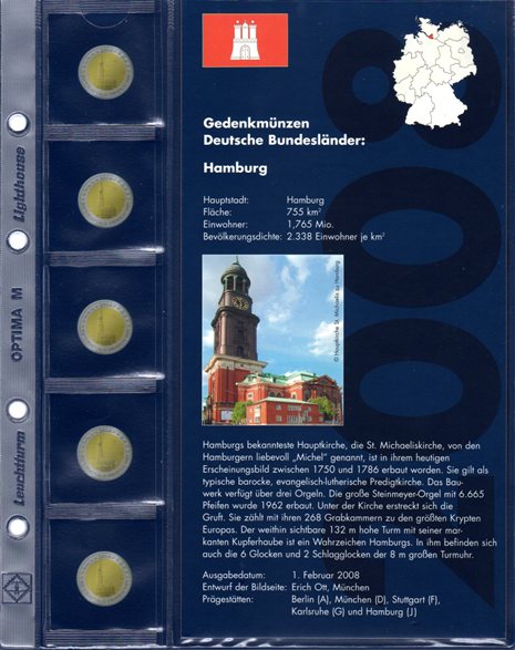 List OPTIMA na 5x 2 euro Nemecko 2008 (OPTIMAMD08H)