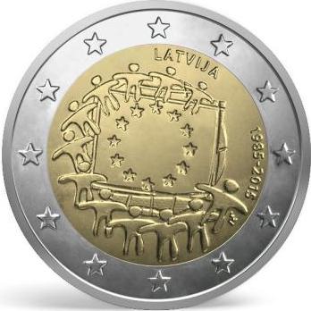 2 euro 2015 Lotyšsko cc.UNC, Európska vlajka