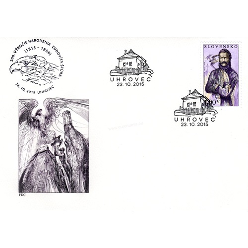 FDC 2015 Slovensko, 200. výročie narodenia Ľudovíta Štúra + pečiatka