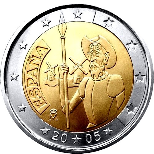 2 euro 2005 Španielsko cc.UNC, Don Quijote de la Mancha