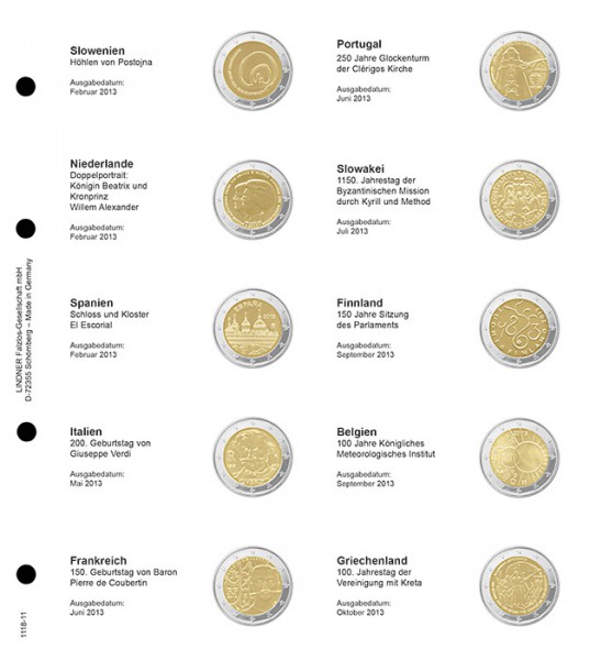 Doplňujúci list č.11 pre album Lindner 2 euro  (1118-11)
