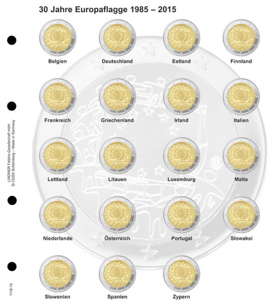 Doplňujúci list č.15 pre album Lindner 2 euro  (1118-15)