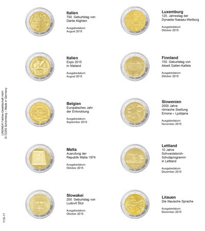 Doplňujúci list č.17 pre album Lindner 2 euro  (1118-17)
