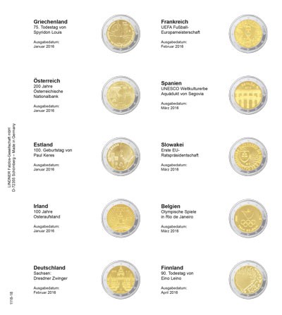 Doplňujúci list č.18 pre album Lindner 2 euro  (1118-18)