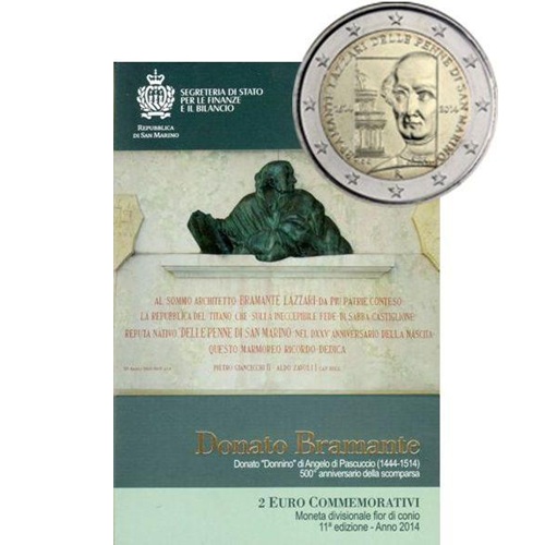 2 euro 2014 San Maríno BU karta , Donato Bramante
