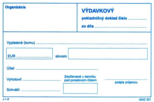 Výdavkový pokl. doklad bez DPH samoprepis
