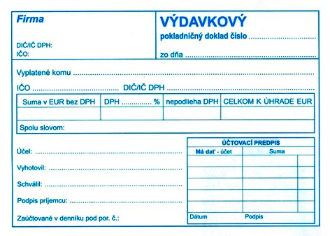 Výdavkový pokladničný doklad A6 