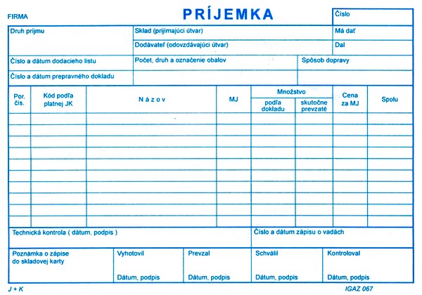 Príjemka A5 - 100 listov 