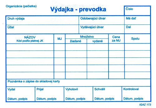 Výdajka-prevodka A6 - 100 list 