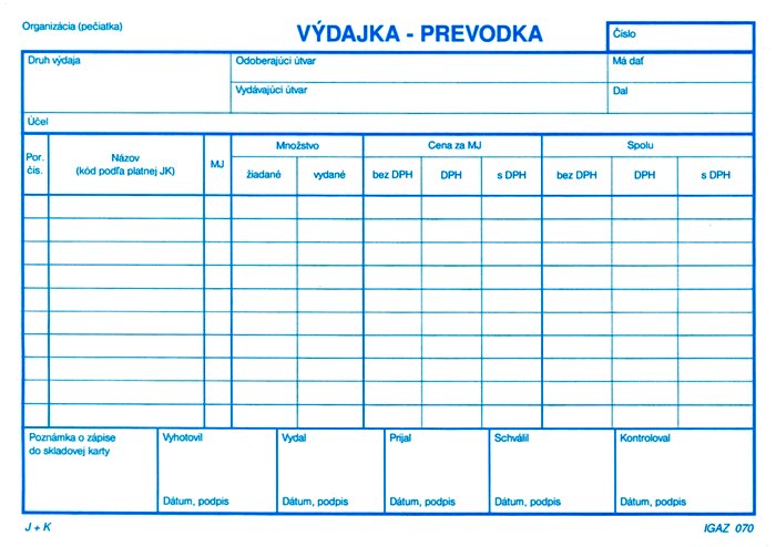 Výdajka-prevodka A5 samoprepis s DPH 