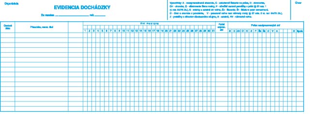 Evidencia dochádzky 42x15 