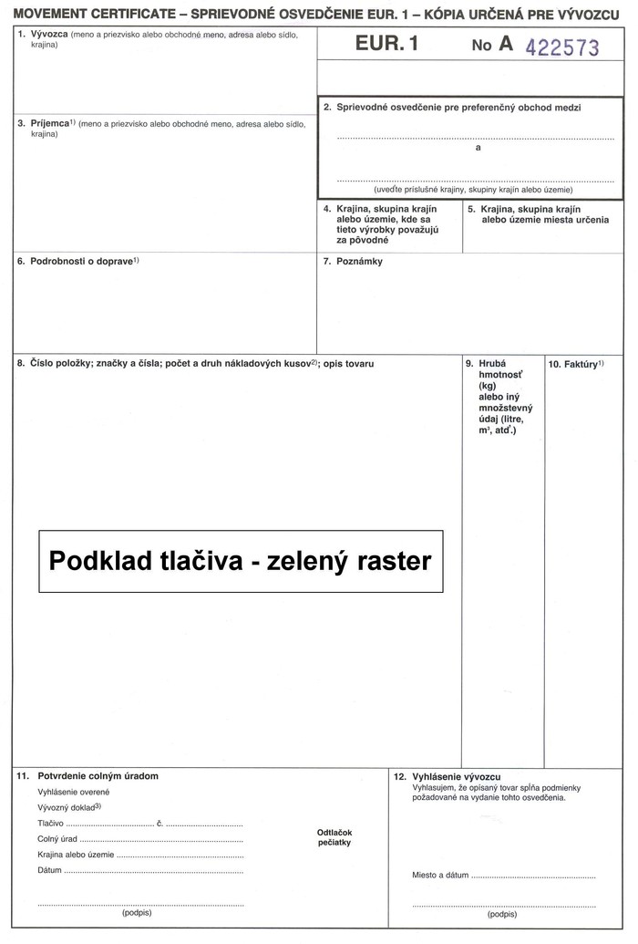 EUR. 1 - 3 listy 