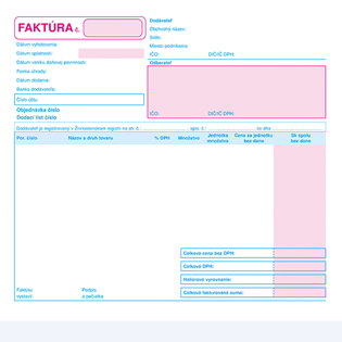 Faktúra - daň. doklad - 21x20 cm, samoprepis, dvojfarebná