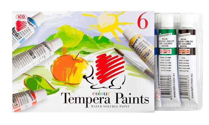 Tempera, ježko, 6 farieb/bal