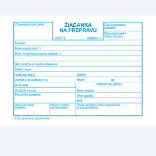 Žiadanka na prepravu A6
