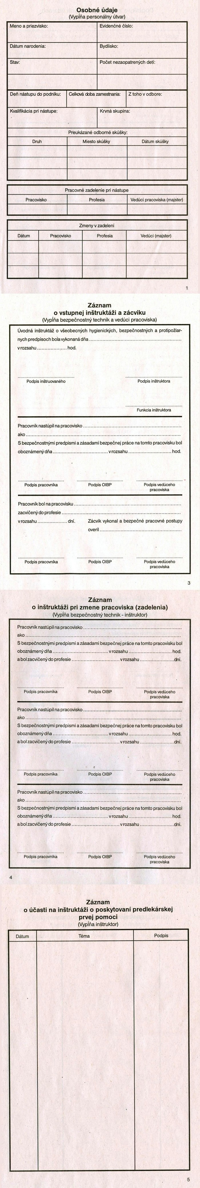 Zápisník bezpečnosti práce