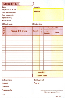 Dodací list A5 s DPH dvojfarebný samoprepis 100 listov