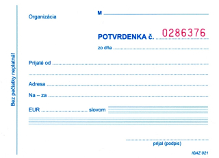 Potvrdenka s juxtou A6 3x25 listov 