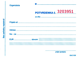 Potvrdenka s juxtou A6 samoprepis 25x3 