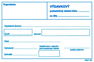 Výdavkový poklad.doklad bez DPH 100 l. 