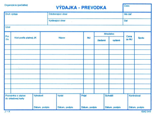 Výdajka - prevodka bez DPH A5 -100 list 