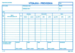 Výdajka-prevodka A5 samoprepis s DPH 